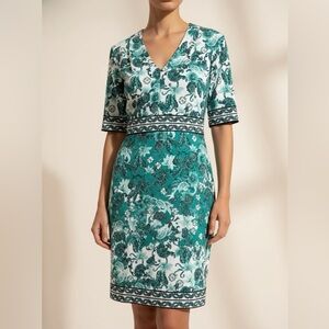 Maggy LondonElegant Green and White Patterned Dress Size 2